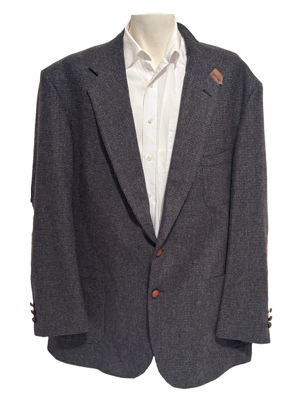 Vintage Stafford Tweed Blazer Men Wool Herringbone Two Button Single Vented 52L